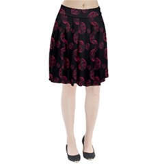 Red Sponge Prints On Black Background Pleated Skirt by SychEva