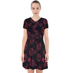 Red Sponge Prints On Black Background Adorable In Chiffon Dress by SychEva