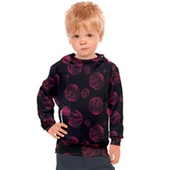 Red Sponge Prints On Black Background Kids  Hooded Pullover by SychEva