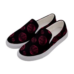 Red Sponge Prints On Black Background Women s Canvas Slip Ons by SychEva