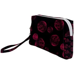 Red Sponge Prints On Black Background Wristlet Pouch Bag (small) by SychEva