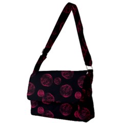 Red Sponge Prints On Black Background Full Print Messenger Bag (l) by SychEva