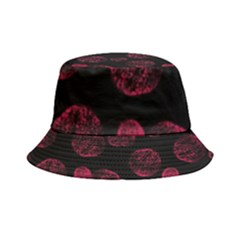 Red Sponge Prints On Black Background Inside Out Bucket Hat by SychEva