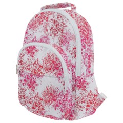 Red Splashes On A White Background Rounded Multi Pocket Backpack by SychEva