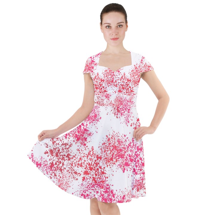 Red Splashes On A White Background Cap Sleeve Midi Dress