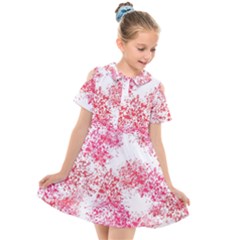 Red Splashes On A White Background Kids  Short Sleeve Shirt Dress by SychEva