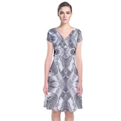 Compressed Carbon Short Sleeve Front Wrap Dress by MRNStudios