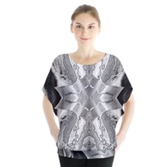 Compressed Carbon Batwing Chiffon Blouse