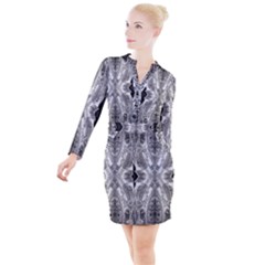 Compressed Carbon Button Long Sleeve Dress