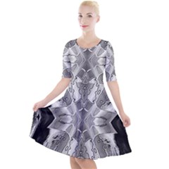 Compressed Carbon Quarter Sleeve A-line Dress by MRNStudios