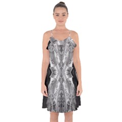 Compressed Carbon Ruffle Detail Chiffon Dress by MRNStudios