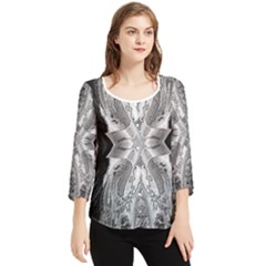 Compressed Carbon Chiffon Quarter Sleeve Blouse