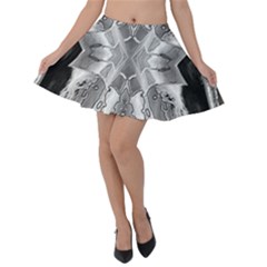 Compressed Carbon Velvet Skater Skirt