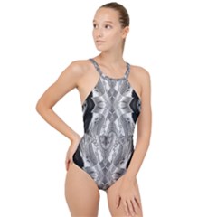 Compressed Carbon High Neck One Piece Swimsuit by MRNStudios