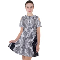 Compressed Carbon Short Sleeve Shoulder Cut Out Dress  by MRNStudios