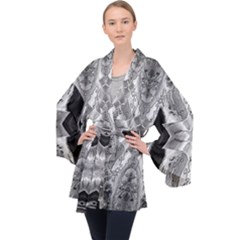 Compressed Carbon Long Sleeve Velvet Kimono 