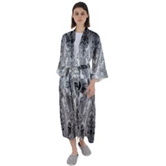 Compressed Carbon Maxi Satin Kimono by MRNStudios