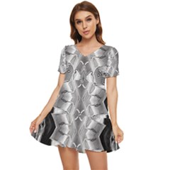 Compressed Carbon Tiered Short Sleeve Mini Dress