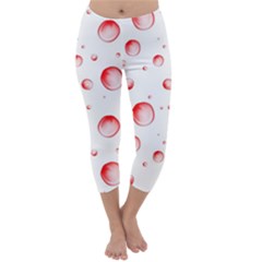 Red Drops On White Background Capri Winter Leggings  by SychEva