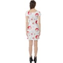Red Drops On White Background Short Sleeve Skater Dress View2