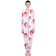 Red Drops On White Background Onepiece Jumpsuit (ladies)  by SychEva