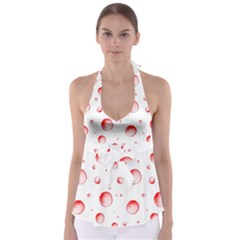 Red Drops On White Background Babydoll Tankini Top by SychEva