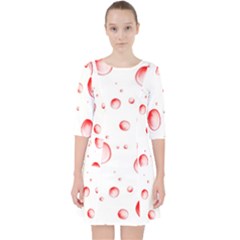Red Drops On White Background Pocket Dress by SychEva