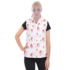 Red Drops On White Background Women s Button Up Vest by SychEva