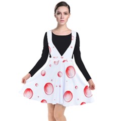 Red Drops On White Background Plunge Pinafore Dress by SychEva