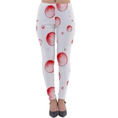 Red Drops On White Background Lightweight Velour Leggings by SychEva