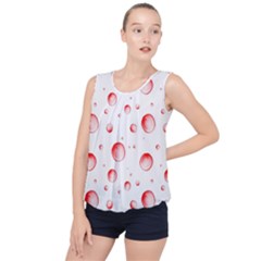 Red Drops On White Background Bubble Hem Chiffon Tank Top by SychEva