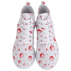 Red Drops On White Background Men s Lightweight High Top Sneakers by SychEva