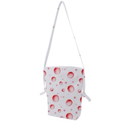 Red Drops On White Background Folding Shoulder Bag by SychEva