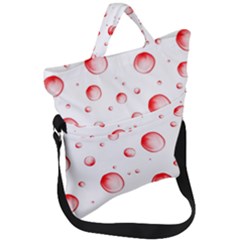 Red Drops On White Background Fold Over Handle Tote Bag by SychEva