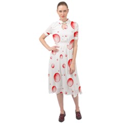 Red Drops On White Background Keyhole Neckline Chiffon Dress by SychEva