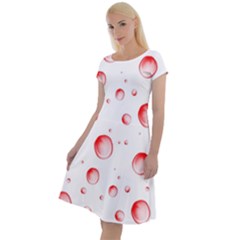 Red Drops On White Background Classic Short Sleeve Dress by SychEva