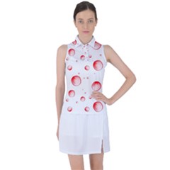 Red Drops On White Background Women s Sleeveless Polo Tee by SychEva