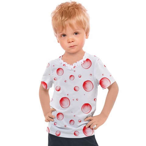 Red Drops On White Background Kids  Sports Tee by SychEva