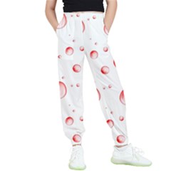 Red Drops On White Background Kids  Elastic Waist Pants by SychEva