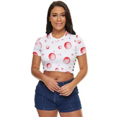 Red Drops On White Background Side Button Cropped Tee by SychEva
