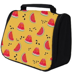 Slices Of Juicy Red Watermelon On A Yellow Background Full Print Travel Pouch (big) by SychEva