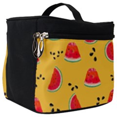 Slices Of Juicy Red Watermelon On A Yellow Background Make Up Travel Bag (big) by SychEva