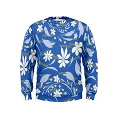 Folk Flowers Pattern Kids  Sweatshirt by Eskimos