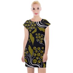 Folk Flowers Pattern  Cap Sleeve Bodycon Dress by Eskimos