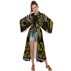 Folk Flowers Pattern  Maxi Kimono by Eskimos