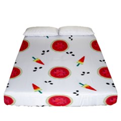 Slices Of Red And Juicy Watermelon Fitted Sheet (queen Size) by SychEva