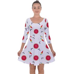 Slices Of Red And Juicy Watermelon Quarter Sleeve Skater Dress by SychEva