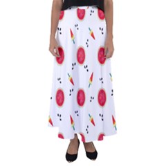 Slices Of Red And Juicy Watermelon Flared Maxi Skirt by SychEva