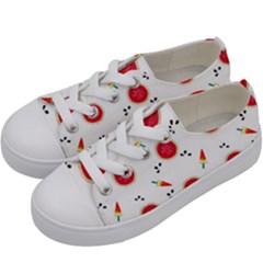 Slices Of Red And Juicy Watermelon Kids  Low Top Canvas Sneakers by SychEva