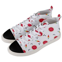 Slices Of Red And Juicy Watermelon Men s Mid-top Canvas Sneakers by SychEva